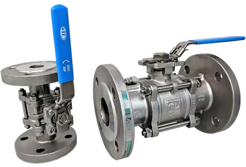 NTC KV-L3F S/S 3-Pce Full Bore Flanged DIN PN16/40 Direct Mount Ball Valve