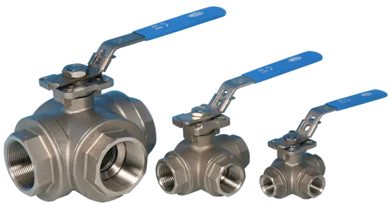S/S 3-Way BSP Screwed Reduced Port Direct Mount Ball