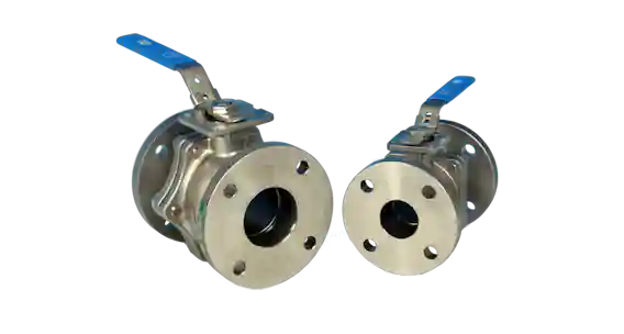 NTC KV-L61-E Stainless Steel 2-Pce Full Bore Flanged BS10 Table E Direct Mount Ball Valve